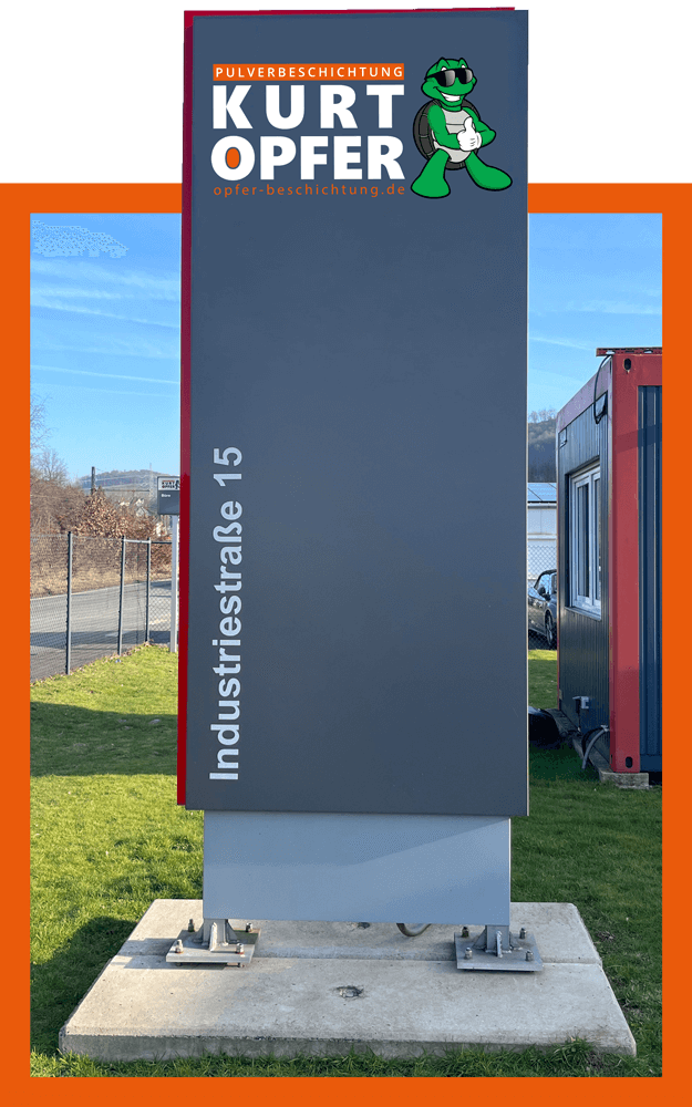 Opfer Pulverbeschichtung Außenschild mit Logo